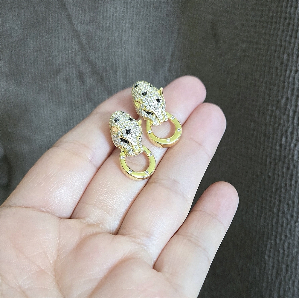 Cote d'Argent Cheetah Grasping Gold💛 Ring⭕️ Earrings - Picture 2 of 16